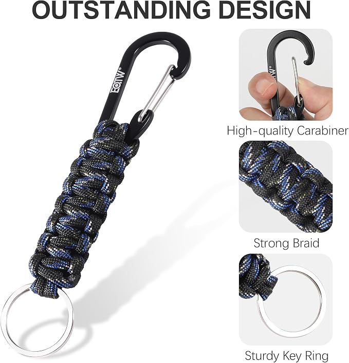 EOTW Carabiner Keychain,Paracord Keychain Small Aluminum Clip D Ring for Camping, Hiking, Fishing, Or As A Key Organizer