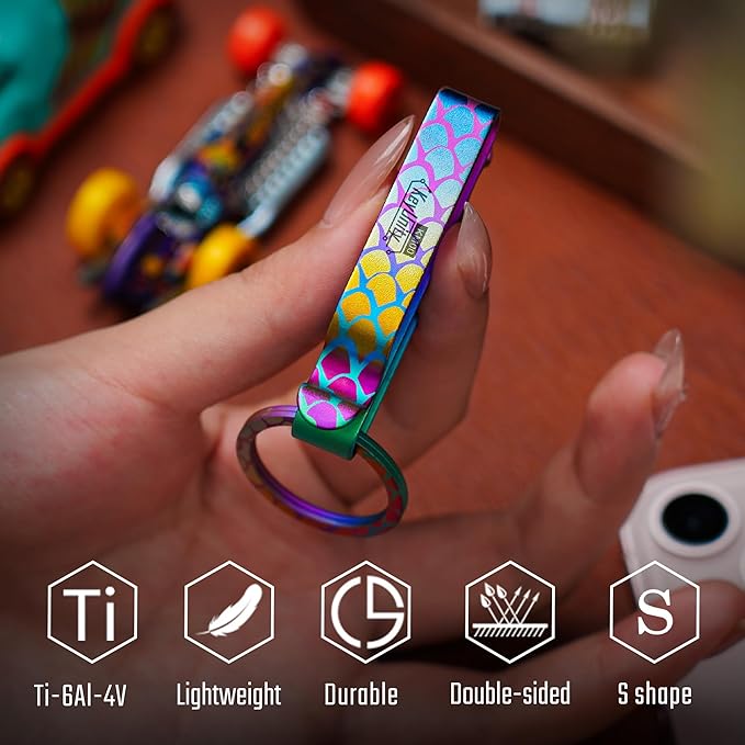 KeyUnity KM00 Titanium Belt Loop Keychain Clip Double Side Quick Release Key Holder with Detachable Key Ring