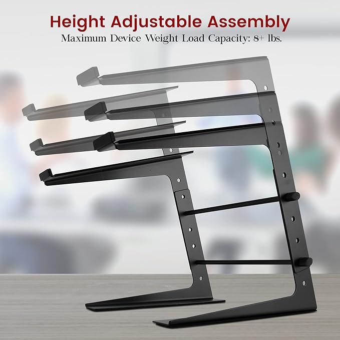 Pyle Universal Portable Laptop Desk Stand - 6.3 to 10.9 Inch Adjustable Standing Table Monitor Computer Desk Workstation Riser w/Level Height Alignment for DJ, PC, Gaming, Home or Office PLPTS25X2