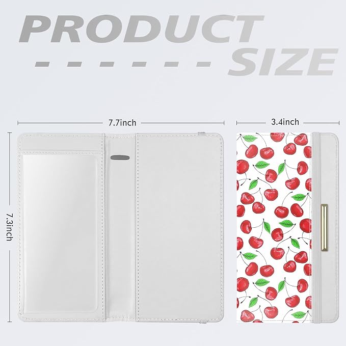 Printed Checkbook Cover, RFID Blocking Checkbook, Stylish, Lightweight, Slim Durable, Multi-Functional Checkbook Holder for Personal and Business Checks (Cherry)