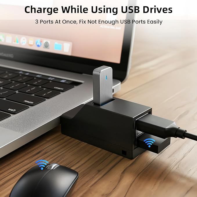 3 Ports USB-Adapter, USB Hub with 3.0 and Double 2.0 USB-Adapter, Portable USB Splitter 1 in 3 Out for U Disk，Keyborad, Mouse，Mobile Hard Disk, etc (Black)