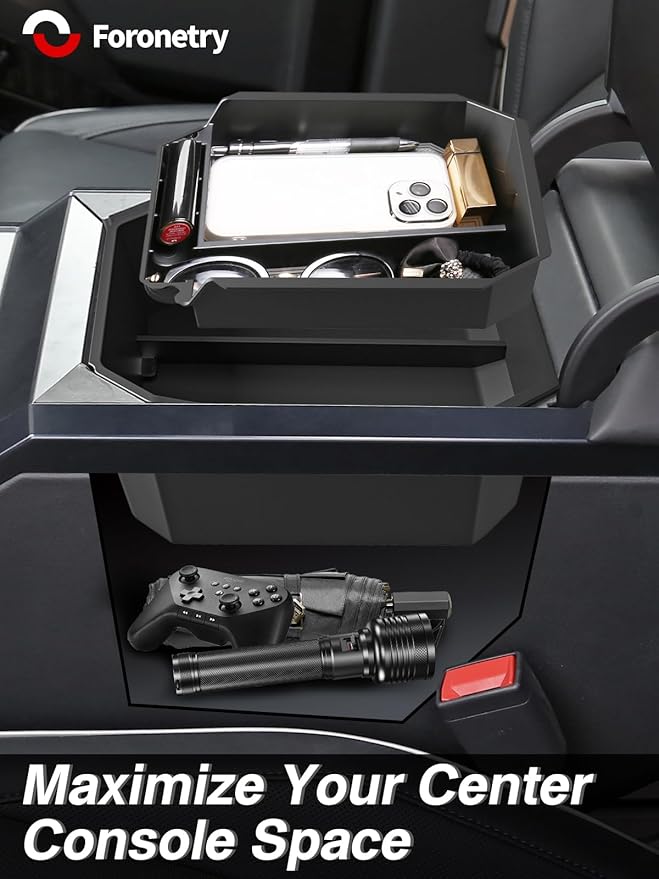 Double Layer Center Console Organizer for Tesla Cybertruck 2025 2026 2024, ABS Console Tray Insert storage box for Cybertruck Accessories(2PCS)
