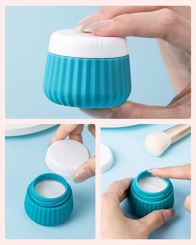 Mrsdry Travel Containers for Toiletries 4 Pack, TSA Approved Travel Size Toiletries, Travel Size Containers, With Clear Bag Leak Proof Silicone Jars, Travel Essentials Creams Jars Carrying Small Items