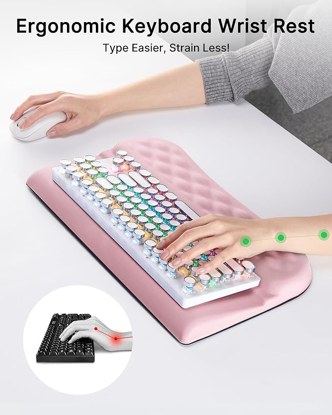 Laborio Keyboard Wrist Rest Stand for Desktop, 2 Angle Ergonomic Computer Keyboard Holder Stand, Key Board Riser with Wrist Support, Arm Rest for Office, Home, Desk(Pink)