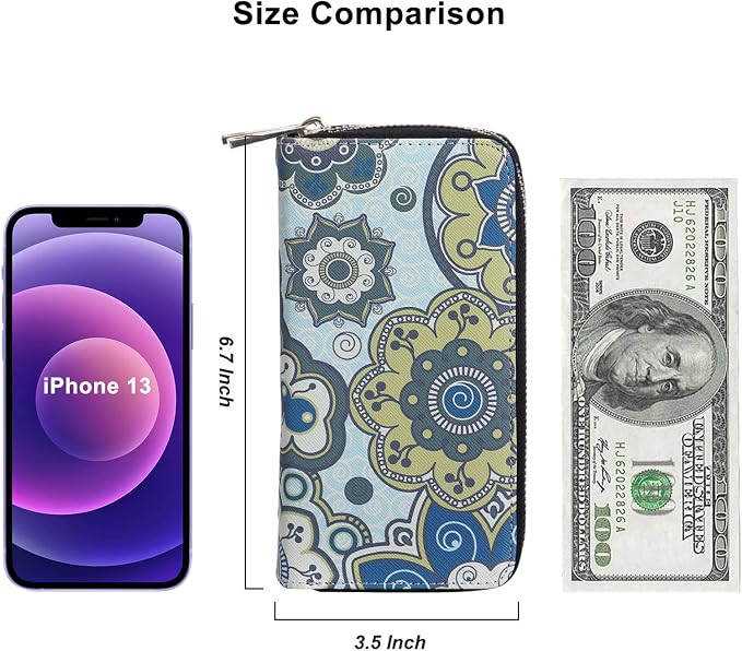 Cellphone Wallet for Women Dual Zipper Long Purse with Removable Wristlet