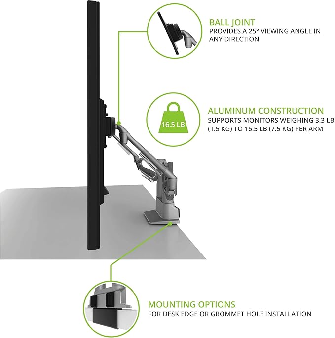 Kanto DMS2000S Dual Monitor ARM for Monitors 17-32