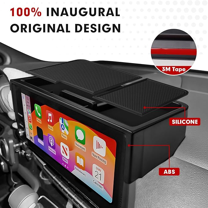 Autorder Screen Dashboard Organizer for 2025 2026 Toyota Sienna Accessories - Dash Screen Console Storage Tray for Phones Keys Sunglass Card Non-Slip（Fits 12.3" Screen Models）