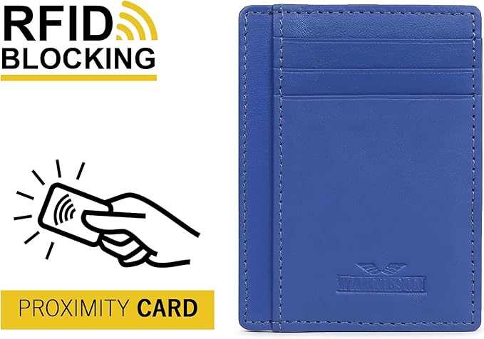 Ultra Slim Leather Wallet Just 0.12 Thick, 6 Card Slots, RFID Blocking, Soft, Durable, Minimalist Genuine Leather, Credit Card Holder for Men & Women Great Gift