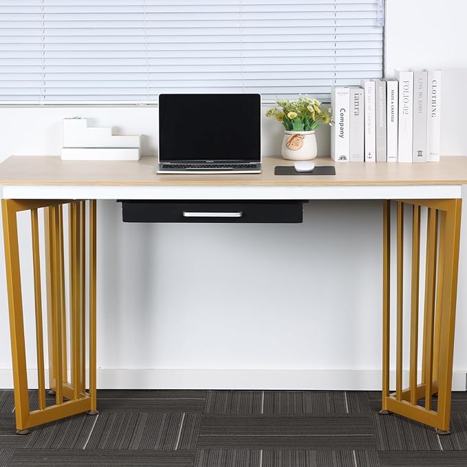 Under Desk Drawer Black 21" with 4 Divider Trays, Under Shelf Pencil Drawer Pull-out, Standing Desk Metal Storage Attachment Slide Out for Workbench