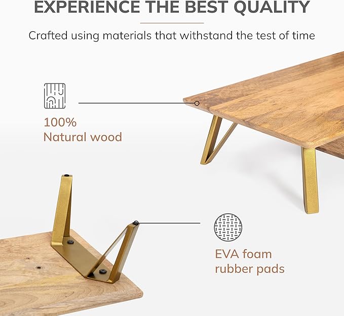 Anji Mountain Monitor Stand - Desktop Organizer & Laptop Riser, Ergonomic Monitor Riser, Space-Saving Monitor Stand for Desk, Durable Construction, Easy Assembly, Ideal for Home & Office,Natural