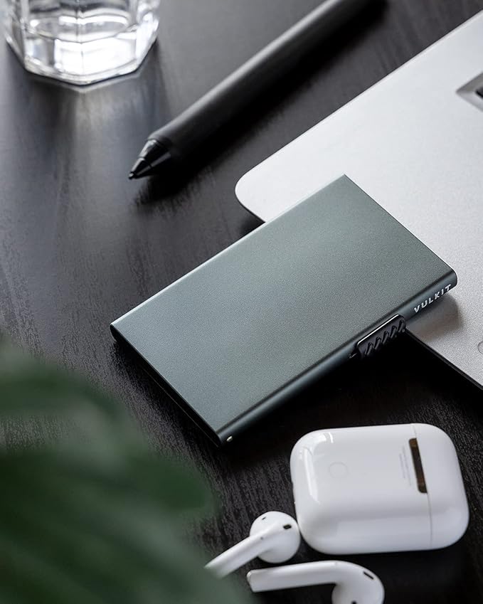 VULKIT Minimalist Credit Card Holder Pop Up Cards RFID Protection Slim Metal Wallet