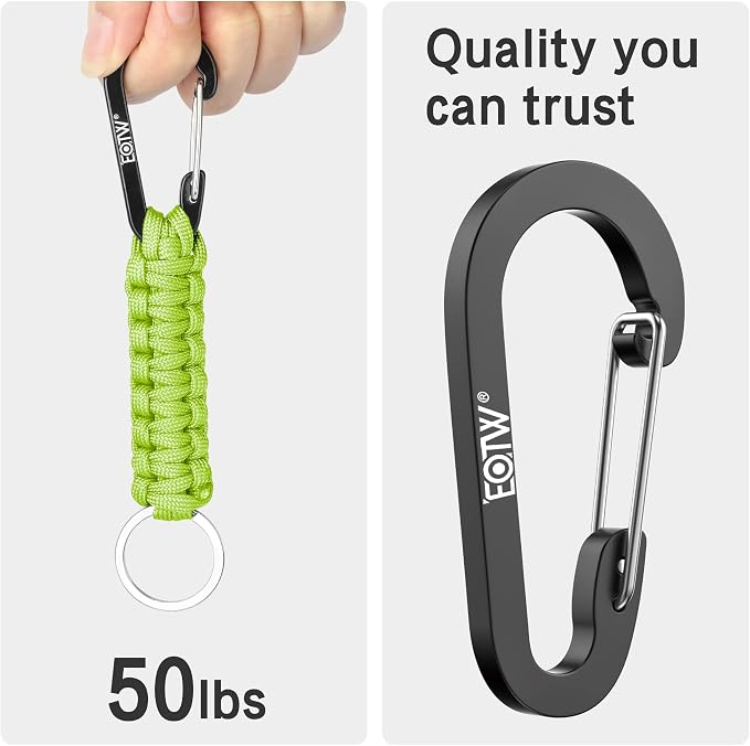 EOTW Carabiner Keychain,Paracord Keychain Small Aluminum Clip D Ring for Camping, Hiking, Fishing, Or As A Key Organizer