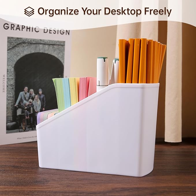 Generic 2-Piece Set Plastic Desk Organizer With 8 Slots,Minimalist Multi-purpose Storage for Small Items,White Matte Surface
