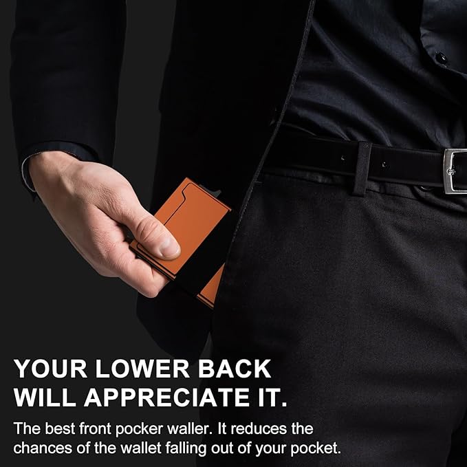 furid Smart Card Wallet for Men Slim: Minimalist Wallets RFID Blocking - Metal Pop Up Front Pocket Business Card Holder - Gift Boxed for Him Stocking Stuffers
