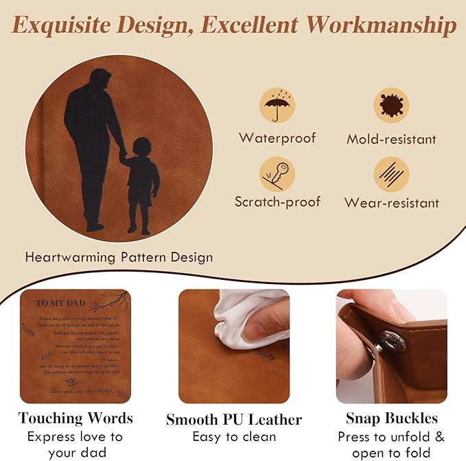 Best Dad Ever Gifts PU Leather Valet Tray, Key Tray Christmas Gifts for Dad Who Wants Nothing, Unique Dad Gifts from Daughter Son, Large