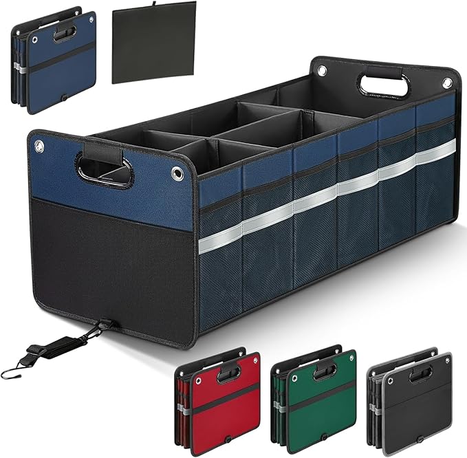 winhunt Car Trunk Organizer, Car Storage Organizer, Collapsible Multi Compartment for Car, Suv, Sedan, Truck, 100L, Extra Larger (Blue, 100L)