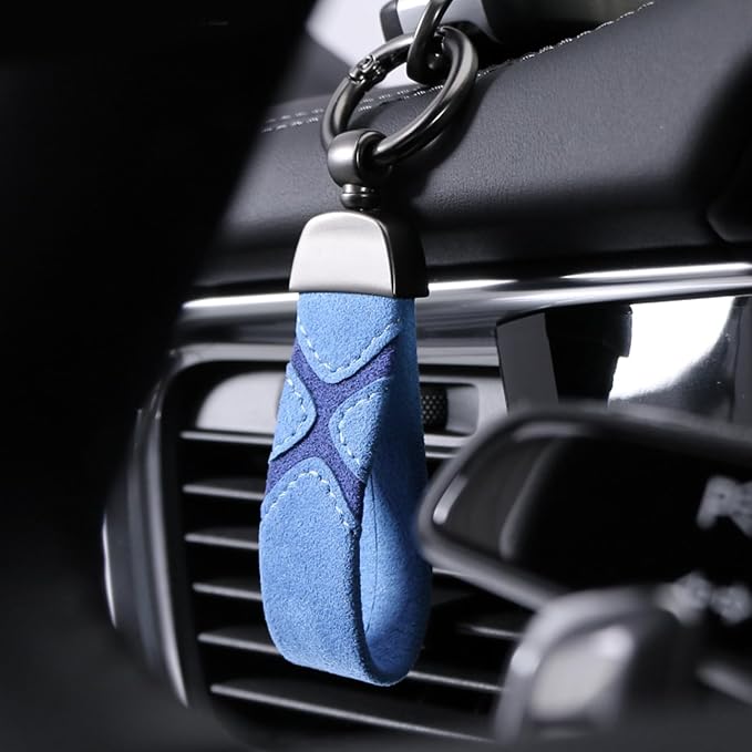BETTERHUMZ Leather Suede Car Keychain,Key Chain Clip for Alcantara, Anti-Lost D-Ring for Men and Women Car Accessories