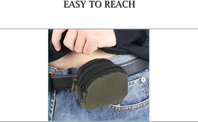 Outdoor EDC Pouch Admin Pouch mini Molle Pouches,Double Zipper EDC Pocket Organizer can be Worn on The Belt