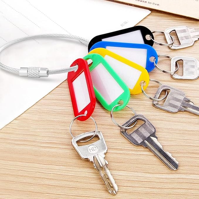 12 Pack 6" Key Ring Wire Keychain Cable Keyring Keychain Holder Clips Large Loops for Car Keys Tags, Luggage Bag Tags, Crafts (Assorted, 2mm)