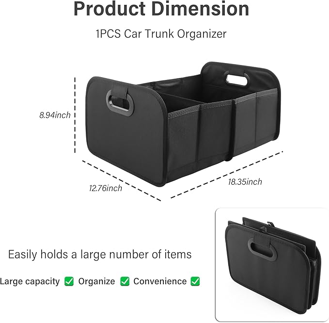 Large Capacity Trunk Organizer for Car,Foldable Multi-Compartment SUV Trunk Organizer for Storaging Tools Toys Foods,Universal Oxford Cloth Car Organizers and Storage