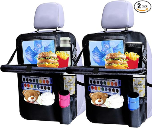 Backseat car organizer(2-Pack),9 storage pockets, car organizer with tablet holder,Car travel essentials for long trips，Car organizers and storage