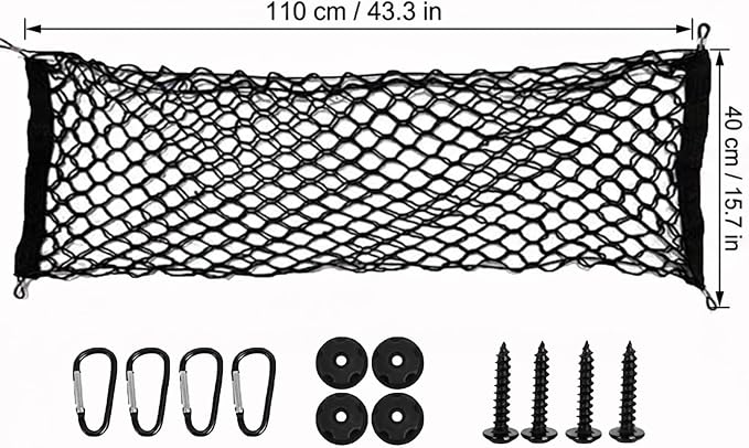 Truck Cargo Net Nylon Universal Heavy Duty Truck Storage Mesh Pouch | Pickup Cargo Organizer Trunk Mesh Cargo Net (43x15.7 Inch)