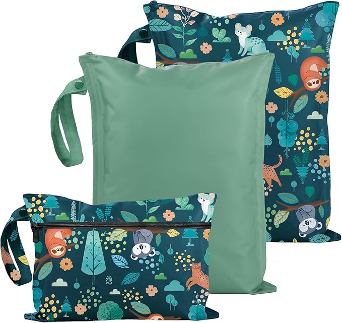 RelaxScene Wet Bag for Swimsuit - 2 Pack Waterproof Wet Dry Bag for Clothes - Baby Diaper Bag - Travel Laundry Daycare Bags - Baby Beach Essentials - Bogg Bag Accessories
