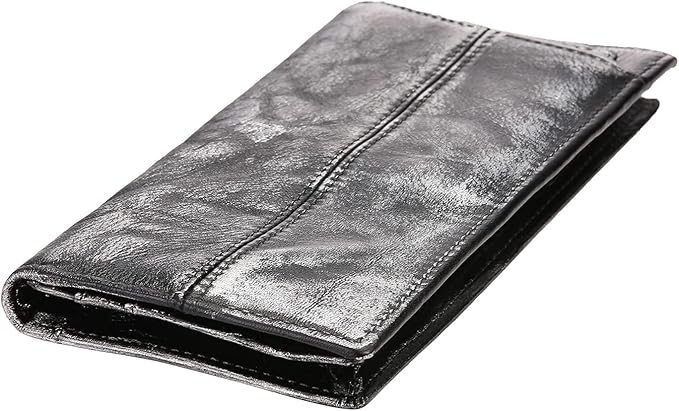 Le'aokuu Mens Leather Zipper Pocket Id Business Card Case Holder Organizer Wallet Phone Case Designer Bifold Checkbook Purse