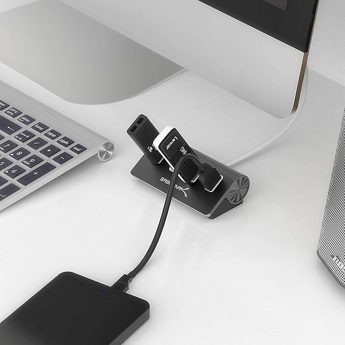 SABRENT 4-Port USB 3.0 Hub Aluminum Portable Data Hub with 2.5ft USB 3.0 Cable for iMac, MacBook, MacBook Pro, MacBook Air, Mac mini, or Any PC [Black] (HB-MC3B)