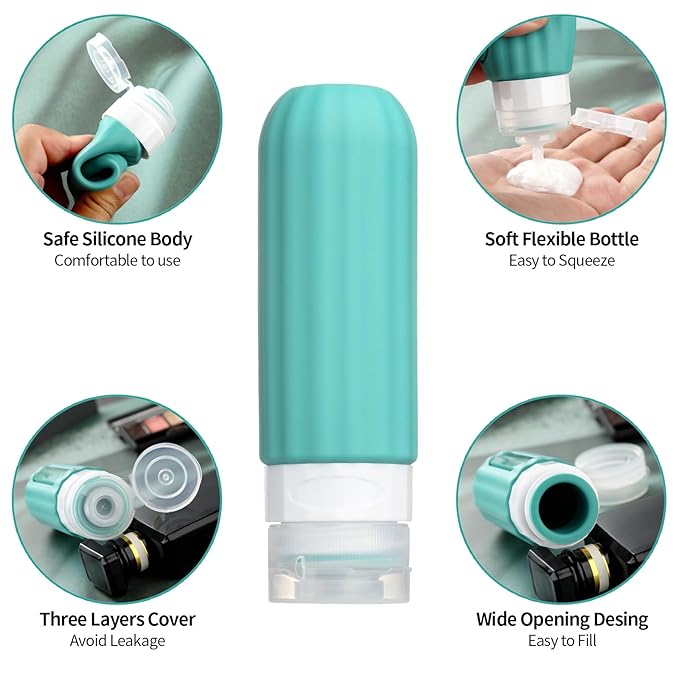 Mrsdry 16 Pack Travel Bottles for Toiletries, Leakproof Travel Containers for Toiletries, TSA Approved Silicone Travel Accessories Squeezable Refillable 3oz for Shampoo Conditioner Lotion