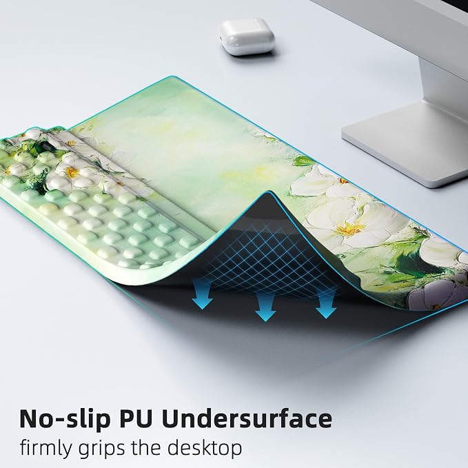 Ospelelf Keyboard Wrist Rest Pad, Comfy Ergonomic Keyboard Stand Holder, Office Desk Accessories, Work from Home Essentials, Anemone Pattern