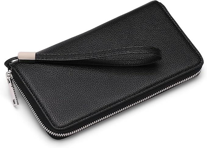 GOIACII Womens Wallet RFID Blocking Leather Zip Around Wallet Large Capacity Long Purse Credit Card Clutch Wristlet | RFID Blocking, Zip Around, Large Capacity, Long, Credit Card, Clutch