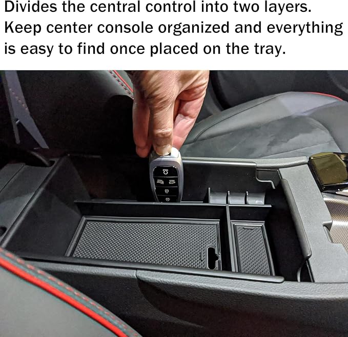 TACOBRO Center Console Organizer Compatible with Hyundai Sonata 2020 2021 2022 2023 Accessories, Sonata N-Line/Limited Insert Tray Secondary Storage Armrest Box ABS Black