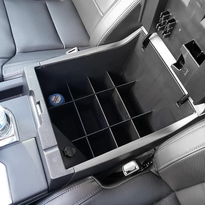 TACOBRO Center Console Organizer Dividers for Toyota Tundra 2014-2021 Accessories Black ABS Plastic Secondary Storage, Armrest Insert Separator