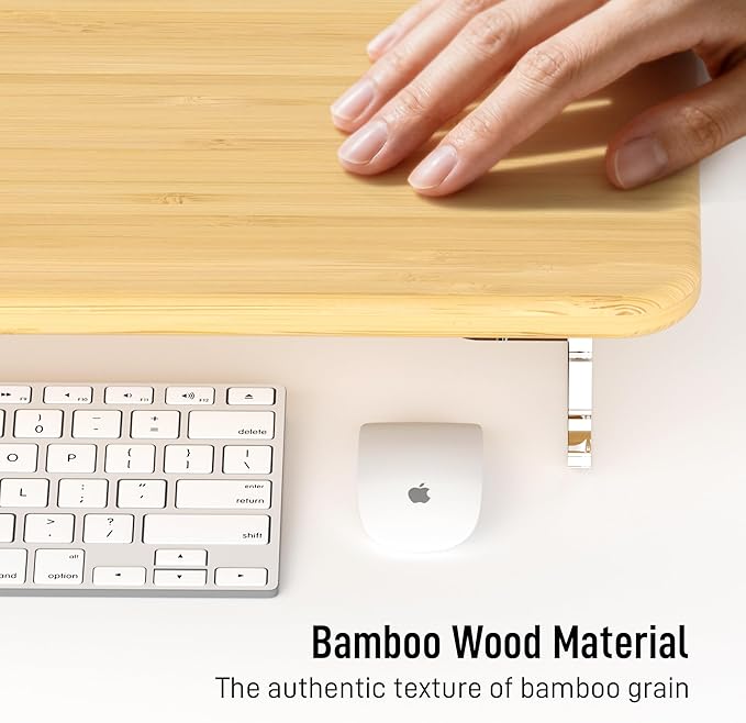 AFOOYO Bamboo Monitor Stand Riser, 31.5In Desk Organizer, Adjustable Arylic Feet Computer Monitor Stand, Desk Shelf for Office