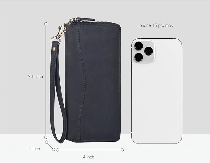 Black Leather Wallet for Women - RFID Womens Wallet Clutch with 8 Credit Card Holder, Coin Pocket, Gift for Women’s