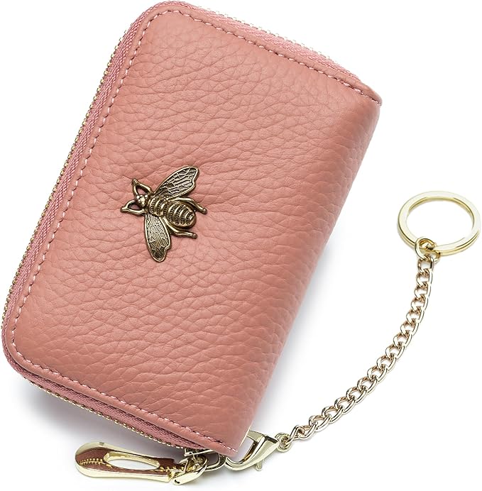 imeetu RFID Credit Card Holder, Small Leather Zipper Card Case Wallet for Women