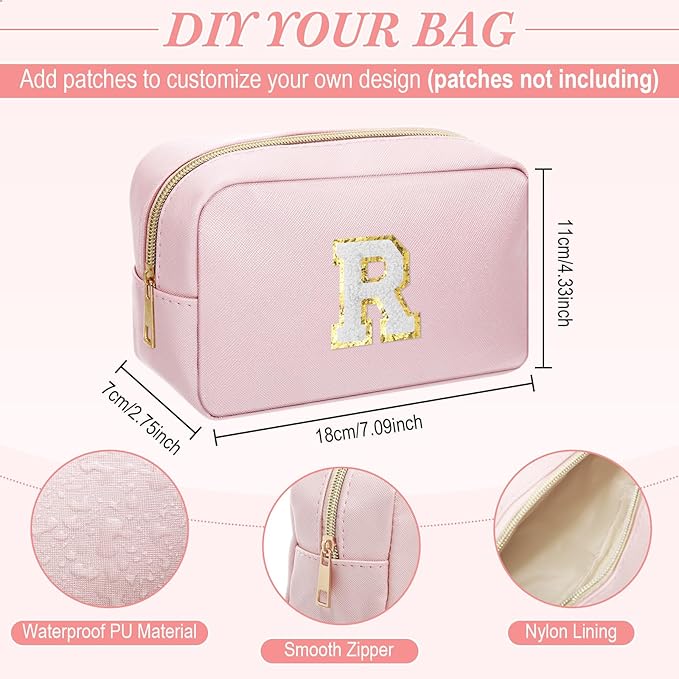 Sweetude 10 Pcs Makeup Bag Bulk for Women Preppy Gift PU Leather Cosmetic Bag Small Skincare Toiletry Pouch Mother Travel Cosmetic Pouch for Bridesmaid Bride Wedding Gift Favors (Rose Gold)
