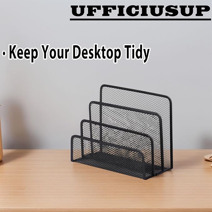 Mail Organizers 2 Pack Metal Mesh Desk Letter Sorter Small Desktop File Holder for Bills Magazines Papers Documents Office Envelopes