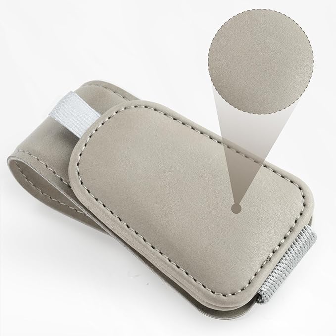 SINGARO 1 Pack Sunglass Holder for Car Visor Sunglasses Holder Clip, Universal Non-Slip Magnetic Leather Glasses Eyeglasses Hanger Mounter, Truck Interior Car Visor Accessories for Woman Man, Gray