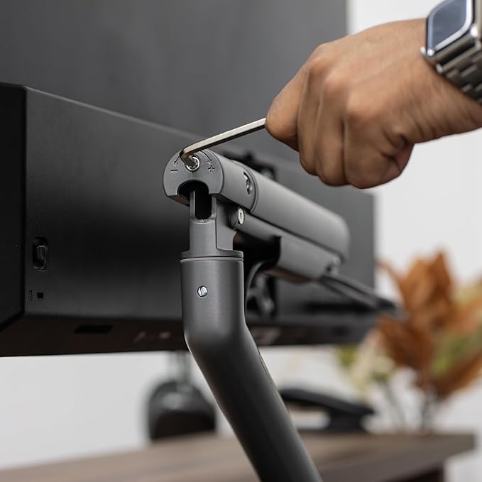 Desky Single Slim Monitor Arm ??Adjustable Desk Mount with Gas Spring, VESA 75/100, 360° Rotation, Cable Management, Fits Monitors Up to 32", 19.8 lbs Capacity (White)