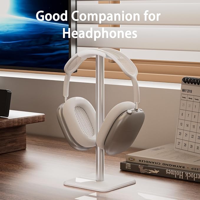 Headphone Stand - Headset Stand with Aluminum Hanger, Headphone Holder for AirPods Max, Sony, Bose, Beats and More (White)