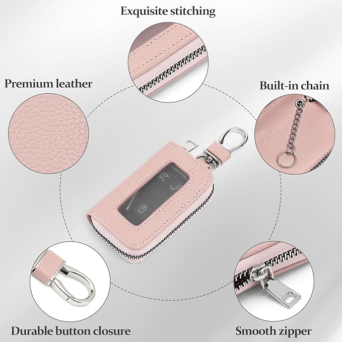 SENDEFN Universal Car Key Fob Case Leather Smart Remote Keychain Protector Holder