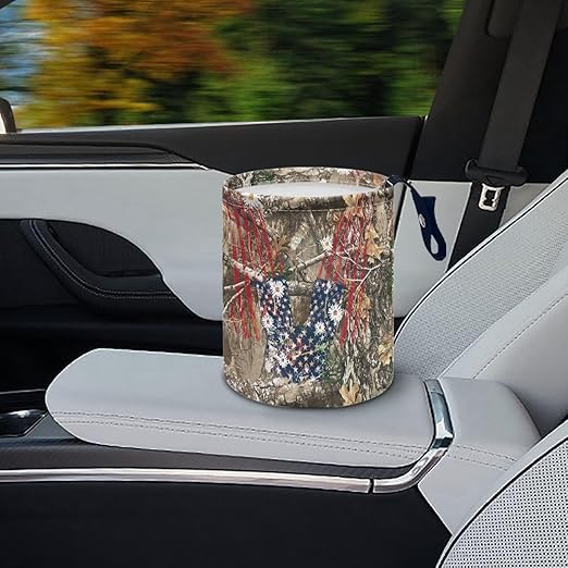 Camo Car Trash Bin Folding Vehicle Garbage Small Mini Can Travel Garbage Organizer Bag Accessories