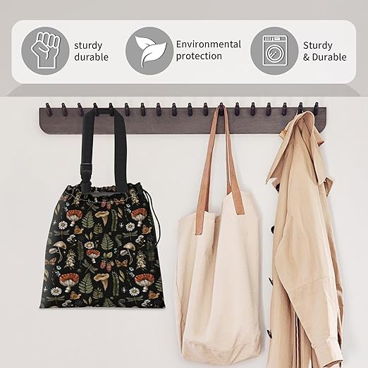 Car Trash Bag Large Hanging Can for Back of Seat, Cute Waterproof Car Garbage Bag for Vehicle, Travelling, Outdoor Cute Boho Mushroom