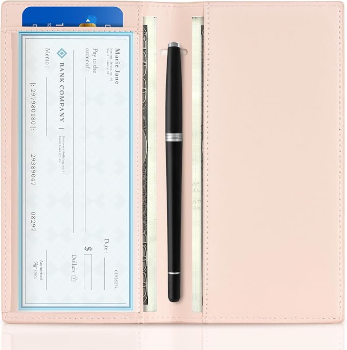 CoBak Premium Leather Checkbook Cover - RFID Blocking, Classic Design, Slim & Durable - Perfect for Personal & Business Checks