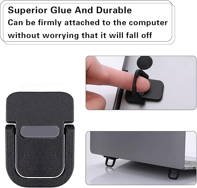 2PCS Portable Keyboard Riser, Self-Adhesive Mini Laptop Stand Invisible Computer Keyboard Stand for Desk, Laptop Feet Compatible with Pro/Air, Lenovo, Surface (Black)