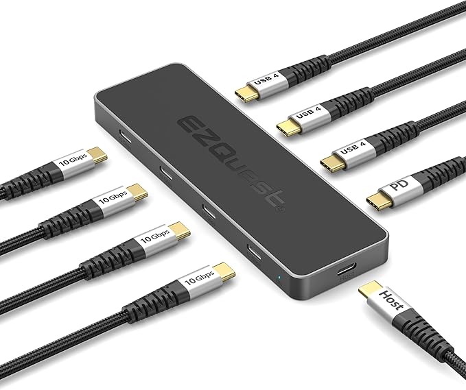 USB 4 Hub 8-in-1: Dual 4K 60Hz/8K Display, 7X USB-C Ports (3X USB4, 4X 10Gbps Data), 100W PD - Thunderbolt 3/4 Dock for MacBook Pro/Air M1/M2/M3, Windows, Chromebook