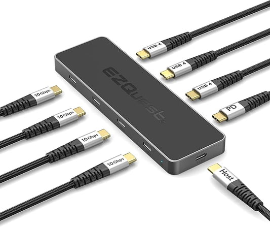 USB 4 Hub 8-in-1: Dual 4K 60Hz/8K Display, 7X USB-C Ports (3X USB4, 4X 10Gbps Data), 100W PD - Thunderbolt 3/4 Dock for MacBook Pro/Air M1/M2/M3, Windows, Chromebook