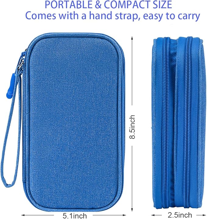 CAAORDKSO Travel Cord Organizer Case, Electronic Accessories Bag, Tech Electronic Case, Electronics Travel Organizer Bag for Cable, USB, Cord, Charger, Phone, Power Bank, Earphone (Blue, Large)